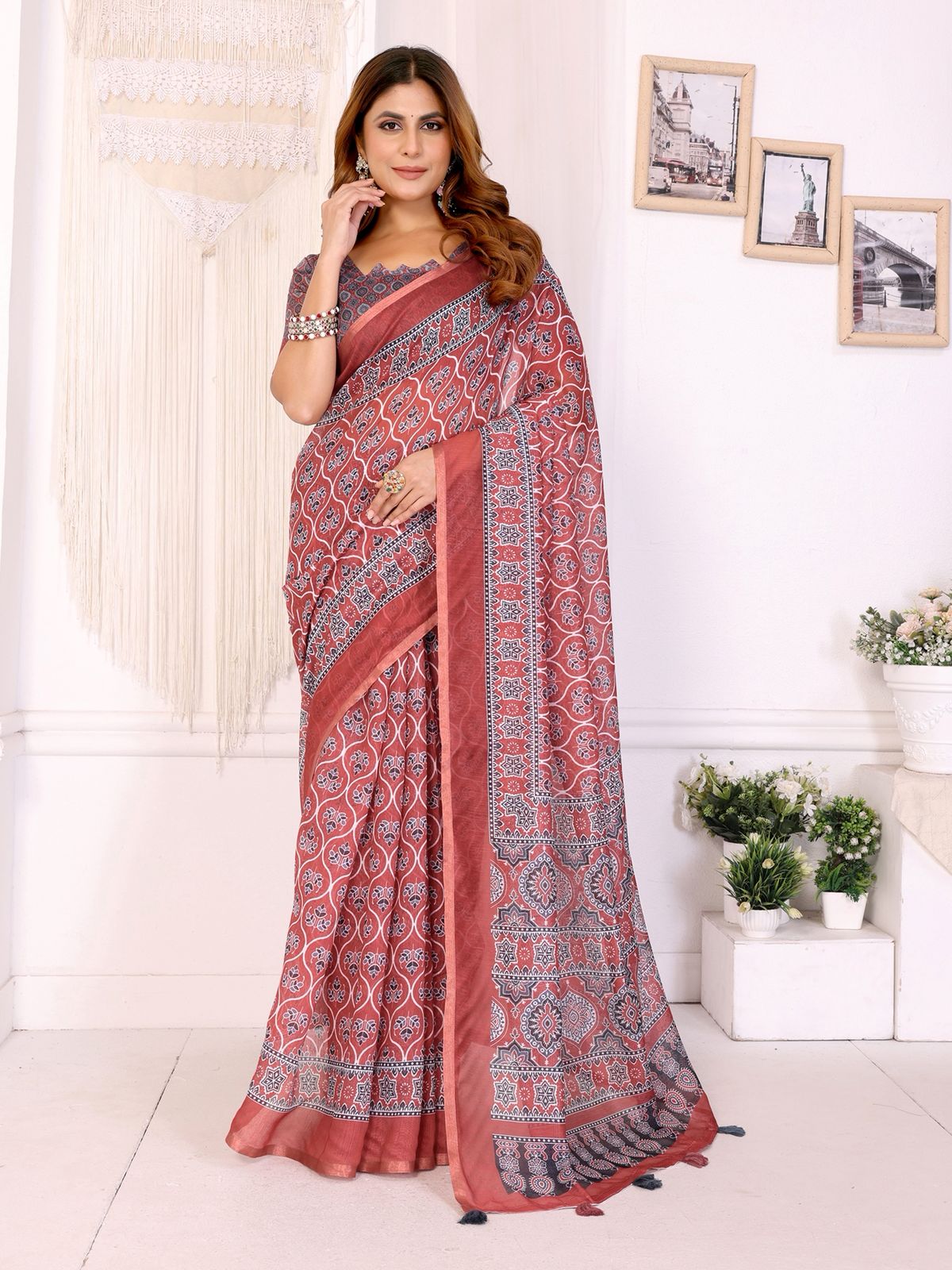 Kayatri New Superior And AllNew Concept In Chanderi Cotton Sarees That Is Soft And Silky With All Over Ikkat Print Concept Saree