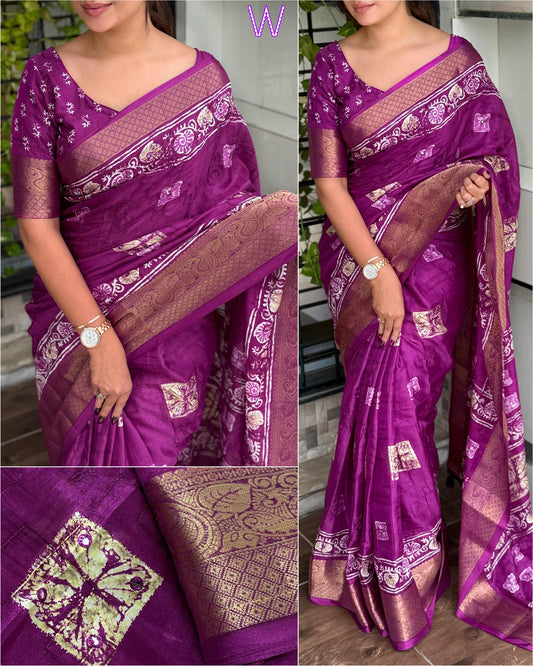 Kayatri New Self Threads work in full saree with gotapatti mirror work