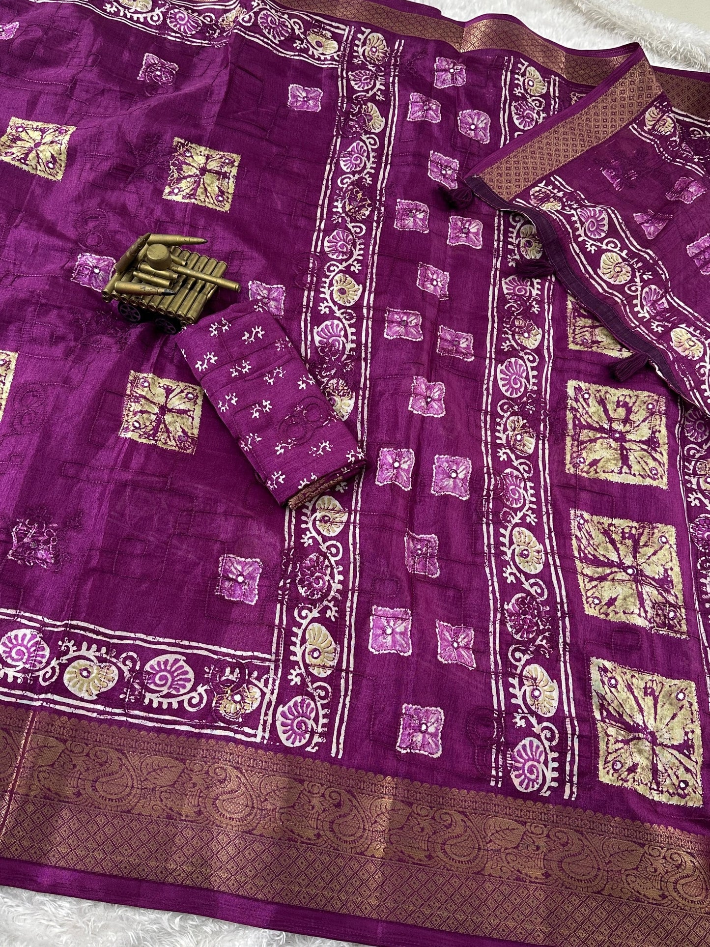 Kayatri New Self Threads work in full saree with gotapatti mirror work