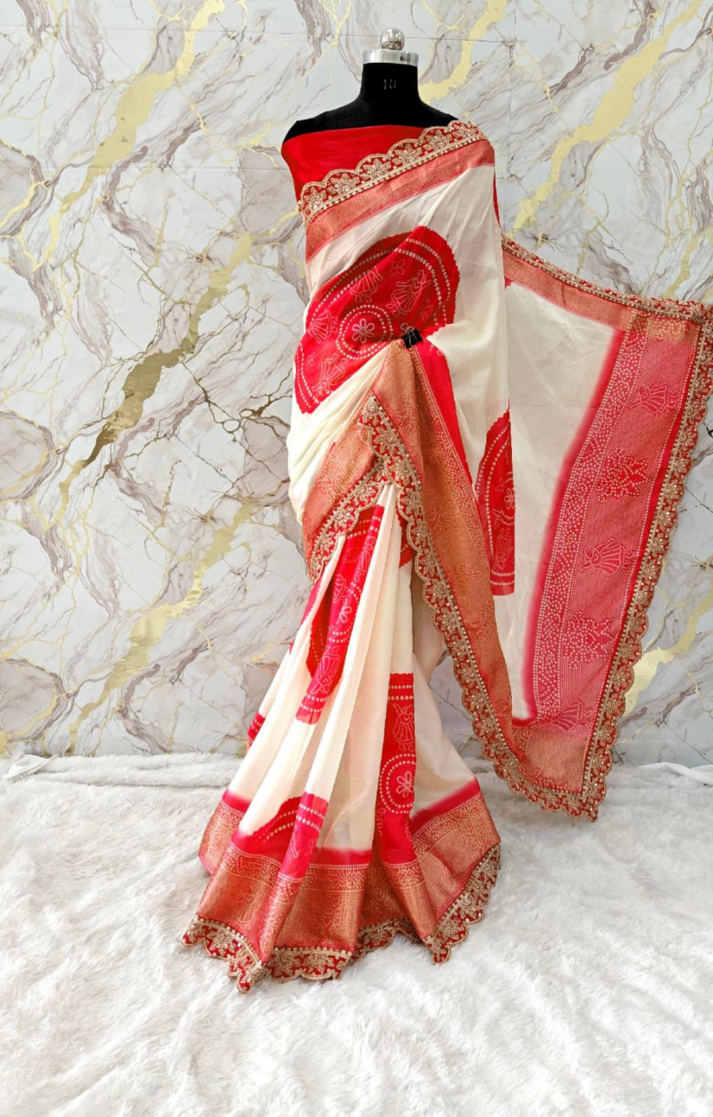 Kayatri New Designer Dola Banarasi Weaving with Beautiful Digital Print with Full Sequence Embroidery Work Saree
