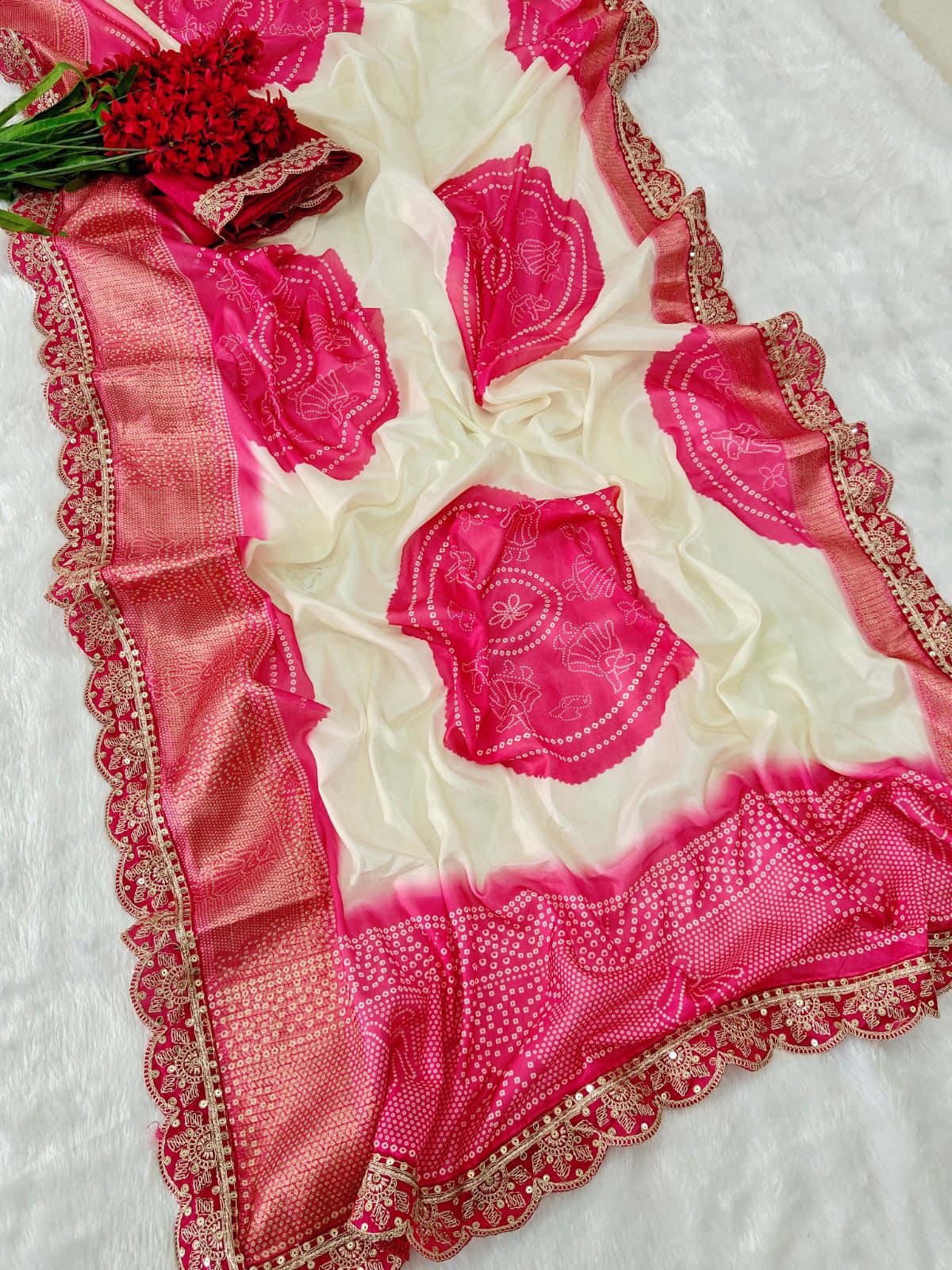 Kayatri New Designer Dola Banarasi Weaving with Beautiful Digital Print with Full Sequence Embroidery Work Saree