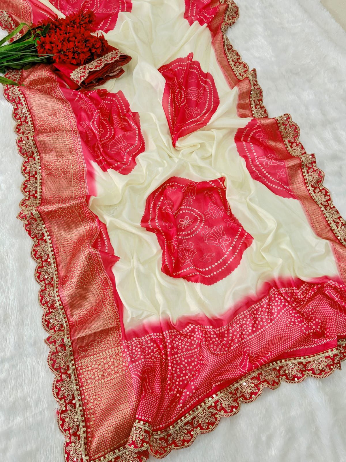 Kayatri New Designer Dola Banarasi Weaving with Beautiful Digital Print with Full Sequence Embroidery Work Saree