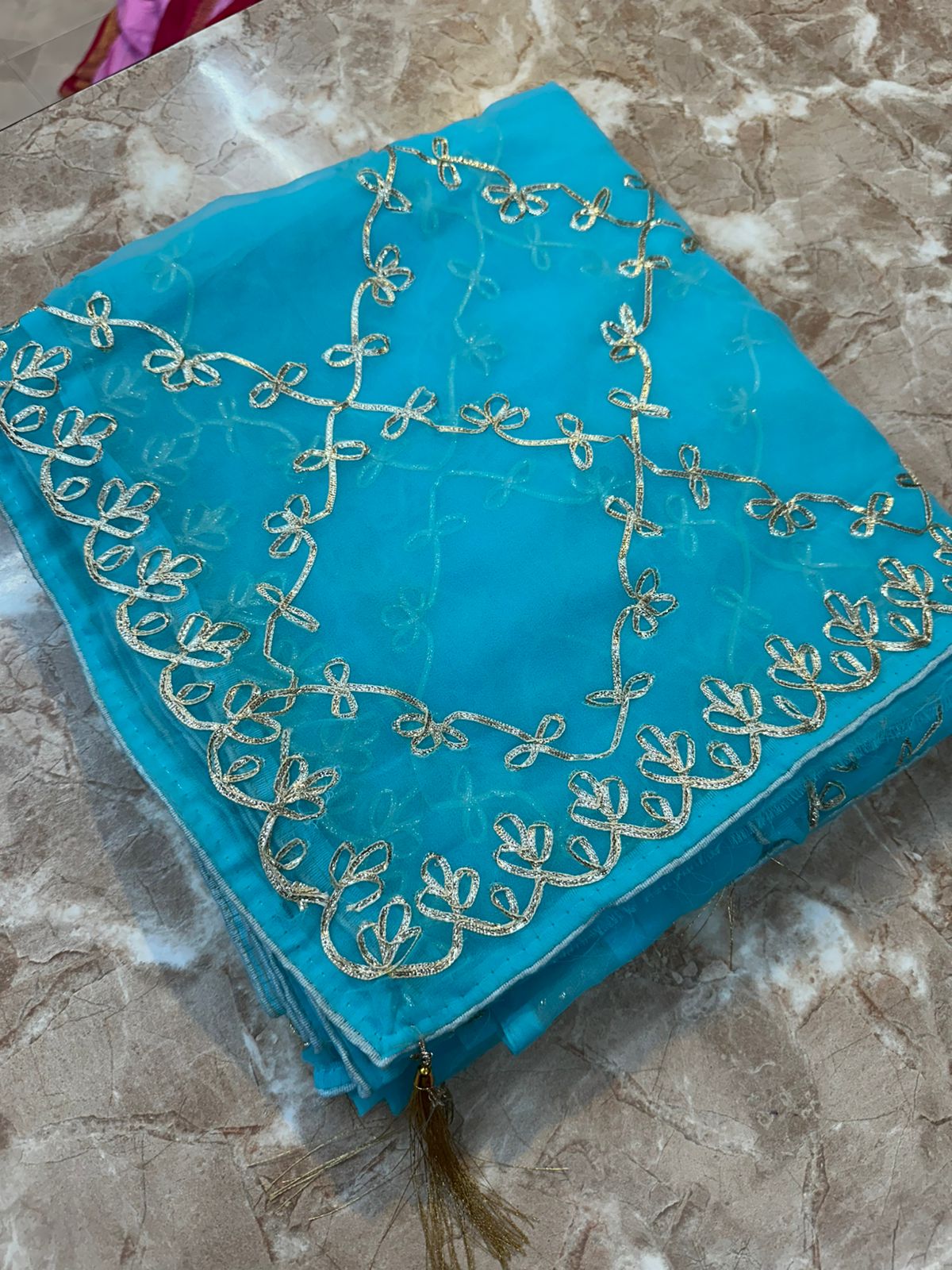 Kayatri New  60 grm jorjet saree with beautiful gotta Patti work saree