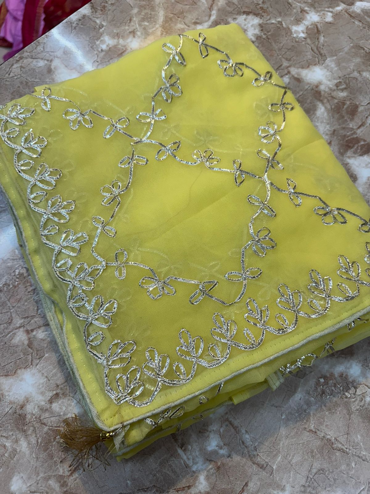 Kayatri New  60 grm jorjet saree with beautiful gotta Patti work saree