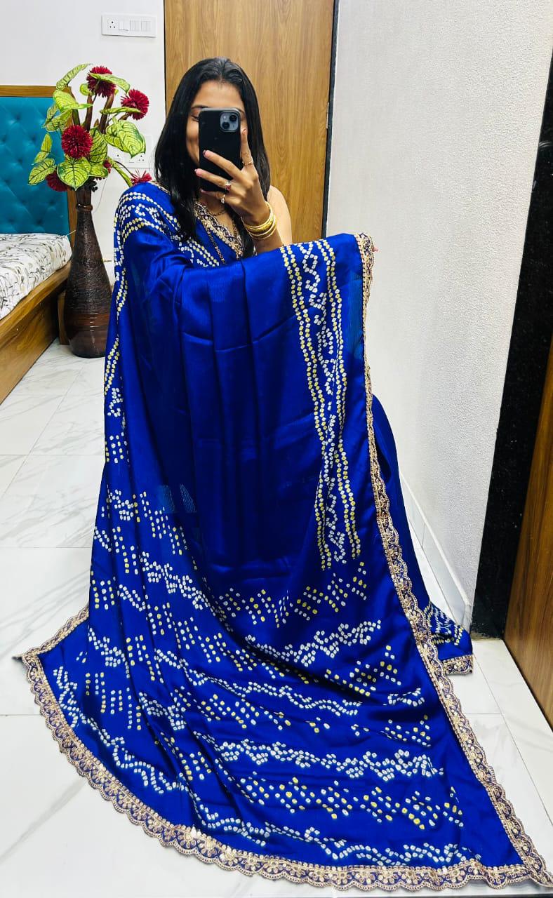 Kayatri New Super hit flower desire silk Gargi tipe  With super hit lace work boder Saree