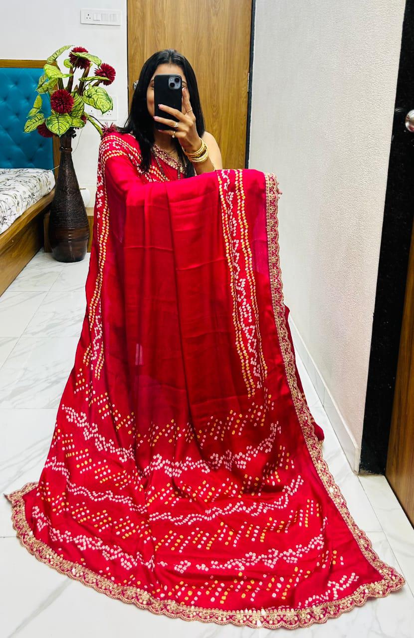 Kayatri New Super hit flower desire silk Gargi tipe  With super hit lace work boder Saree