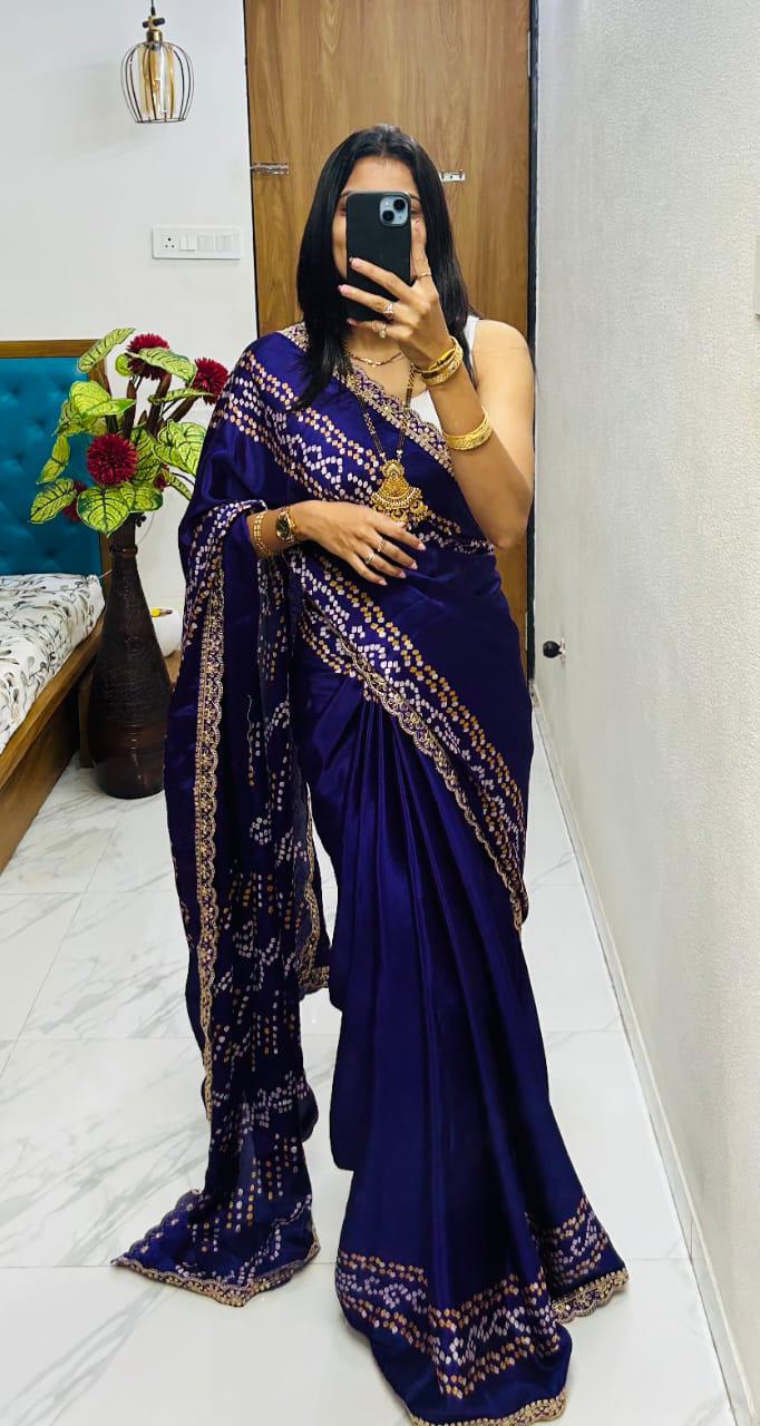 Kayatri New Super hit flower desire silk Gargi tipe  With super hit lace work boder Saree