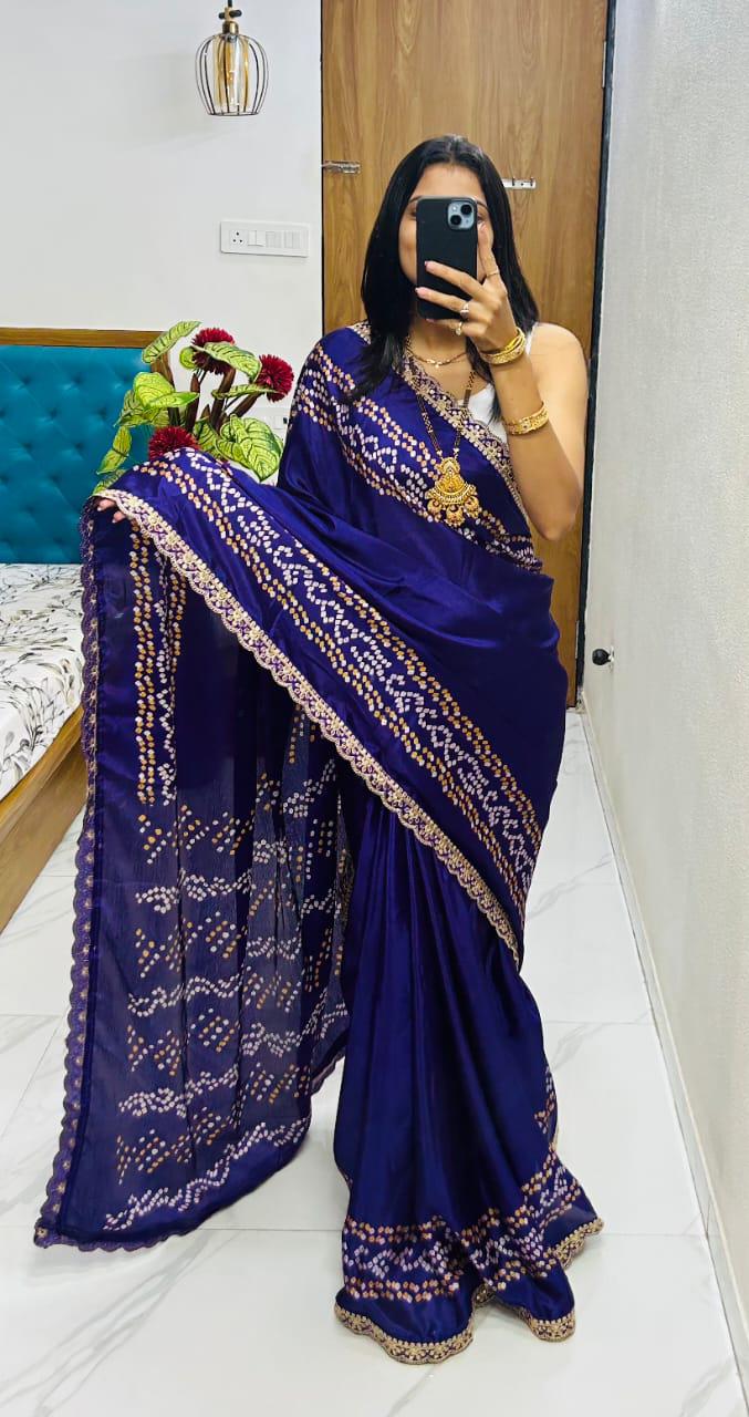 Kayatri New Super hit flower desire silk Gargi tipe  With super hit lace work boder Saree