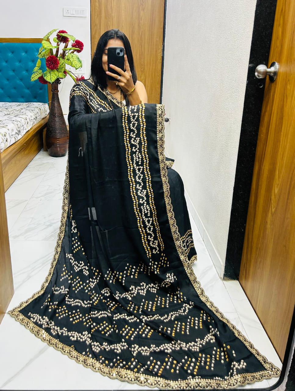 Kayatri New Super hit flower desire silk Gargi tipe  With super hit lace work boder Saree