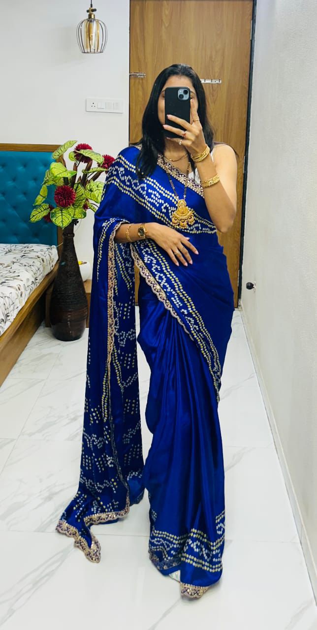 Kayatri New Super hit flower desire silk Gargi tipe  With super hit lace work boder Saree