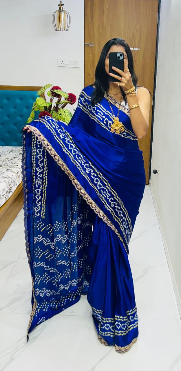 Kayatri New Super hit flower desire silk Gargi tipe  With super hit lace work boder Saree