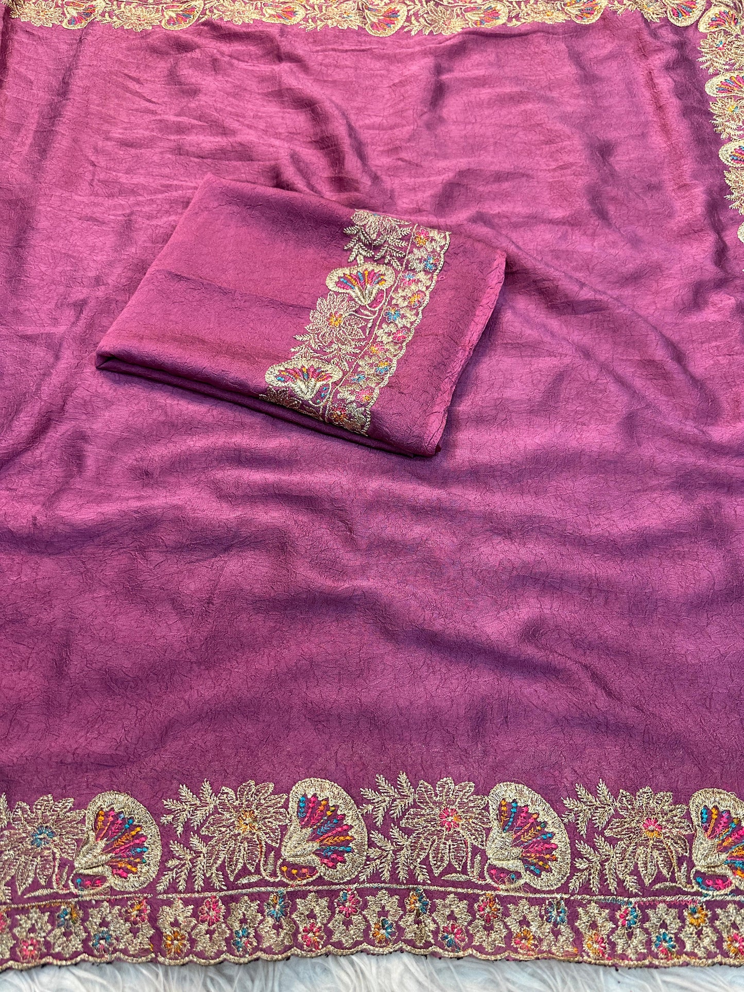 Kayatri New  Soft Crush Silk Fabric Saree With Fancy Sequince  Thread  Embroderiy Work All Over Sequince Butta Saree