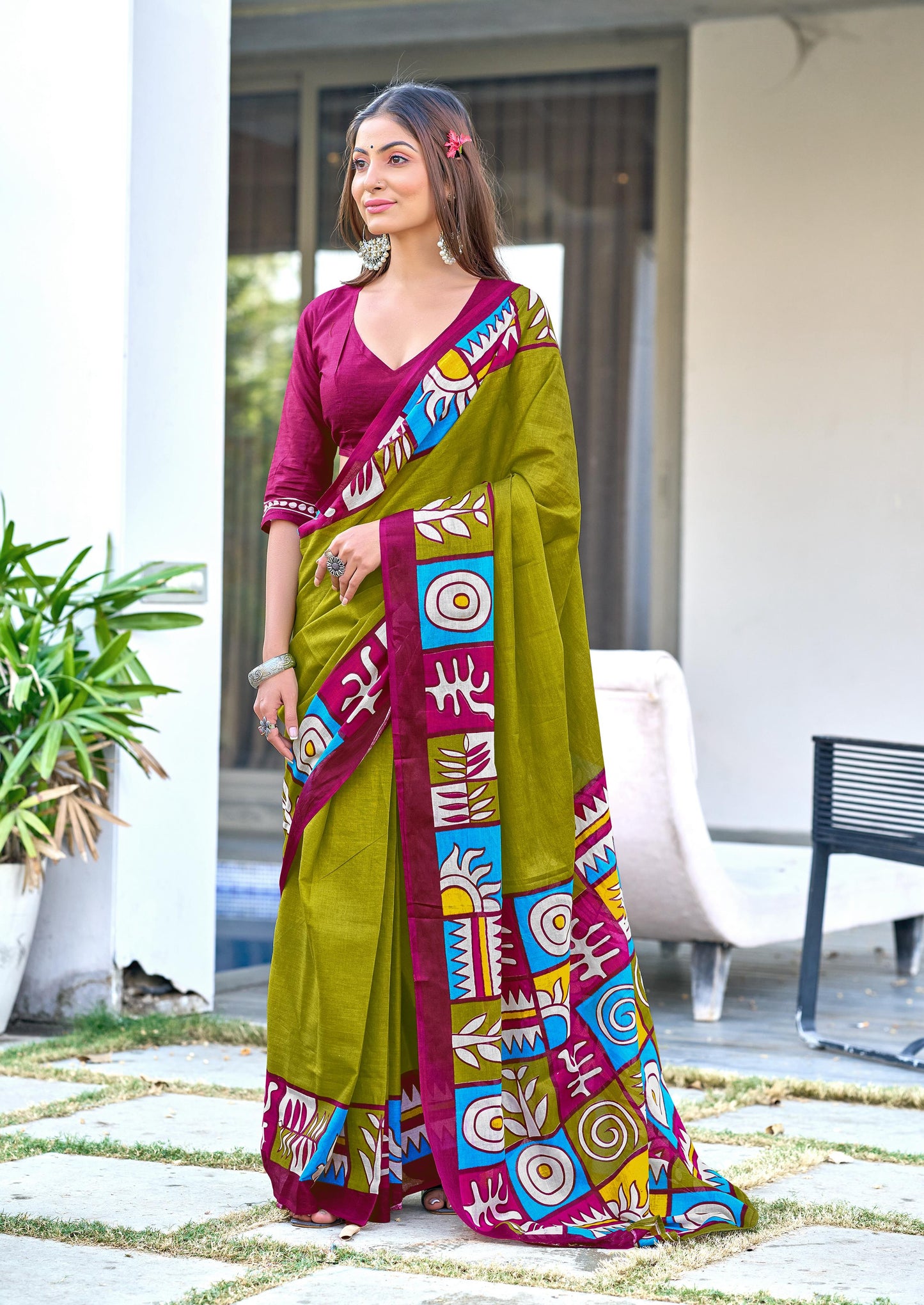 Kayatri New BAGRU BLOCK PRINT  MULMUL COTTON SAREES