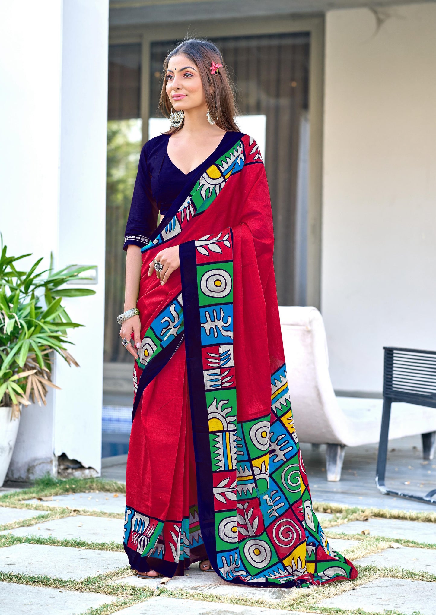 Kayatri New BAGRU BLOCK PRINT  MULMUL COTTON SAREES
