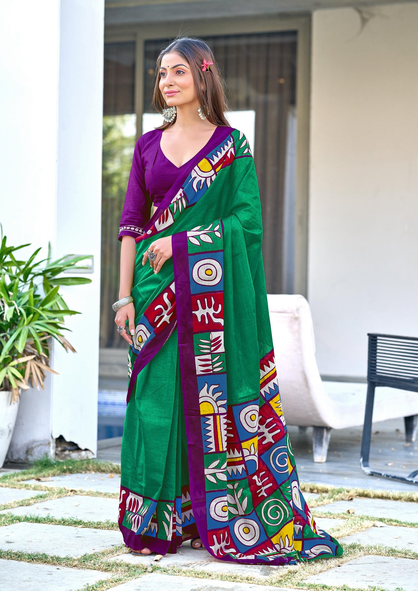 Kayatri New BAGRU BLOCK PRINT  MULMUL COTTON SAREES