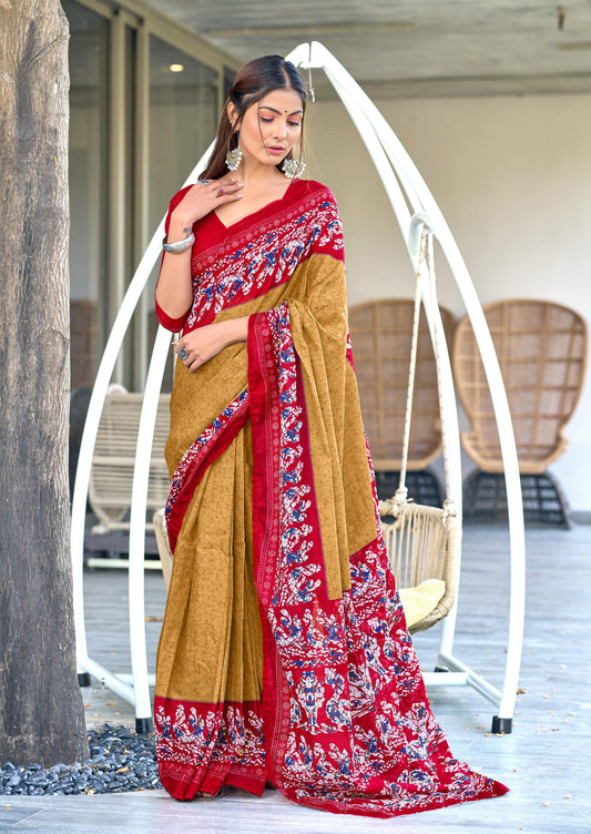 Kayatri New HAND BATIK PRINT MULMUL COTTON SAREES