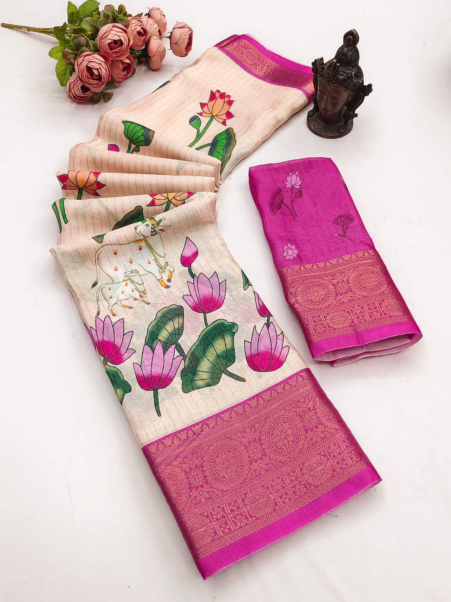 Kayatri New digital print on allover saree with both side zari border weaving