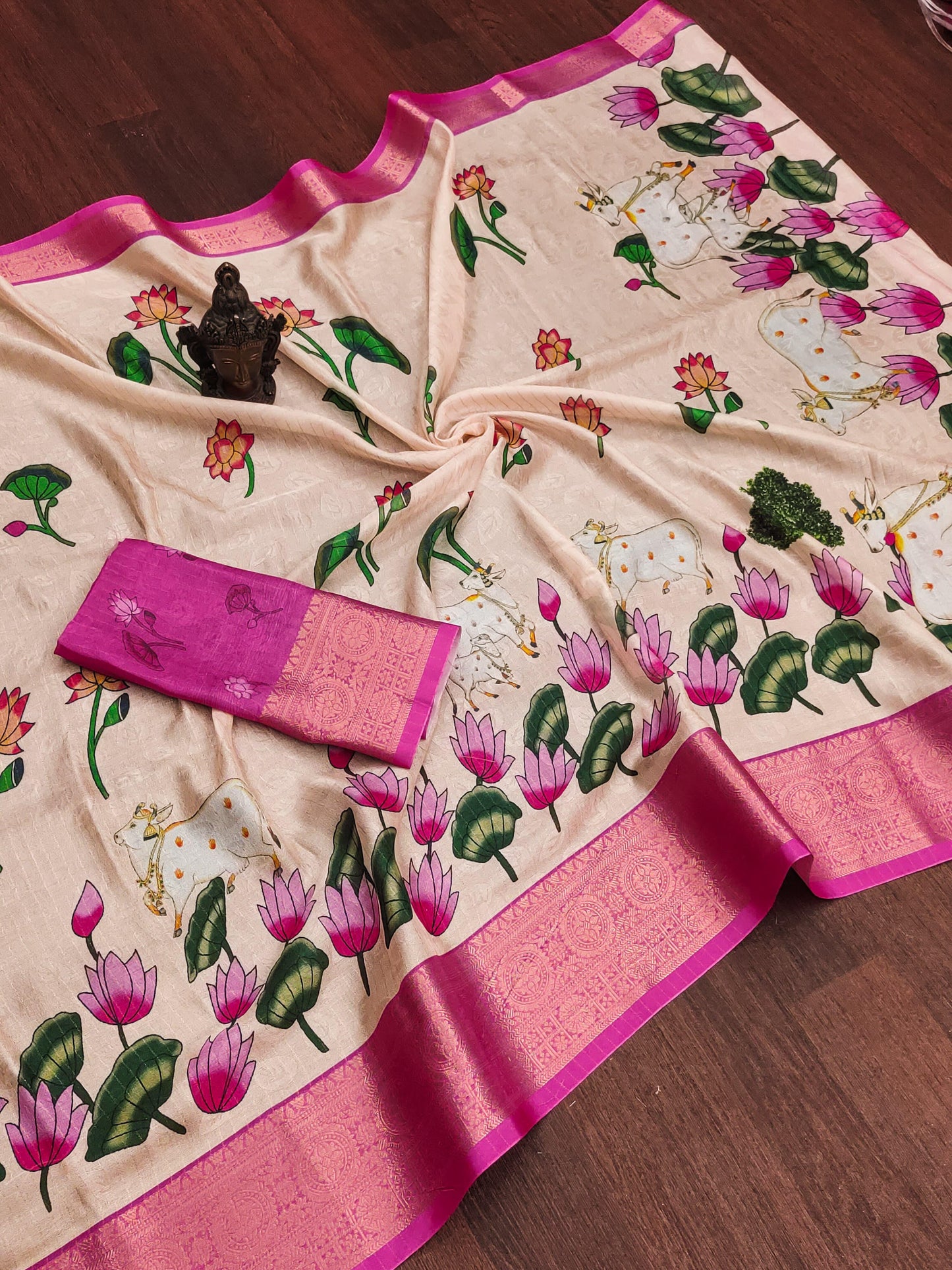 Kayatri New digital print on allover saree with both side zari border weaving
