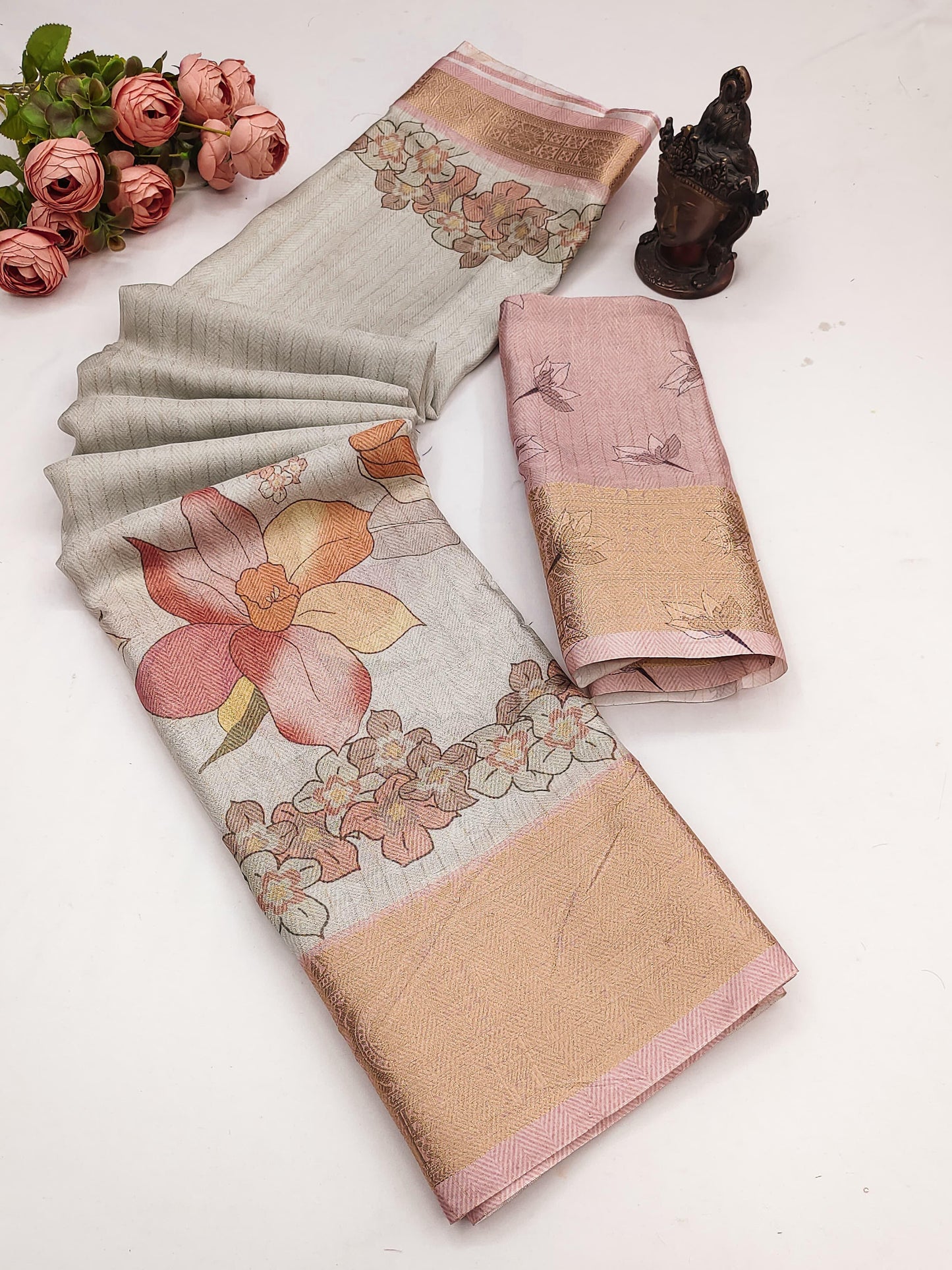 Kayatri New digital print on allover saree with both side zari border weaving