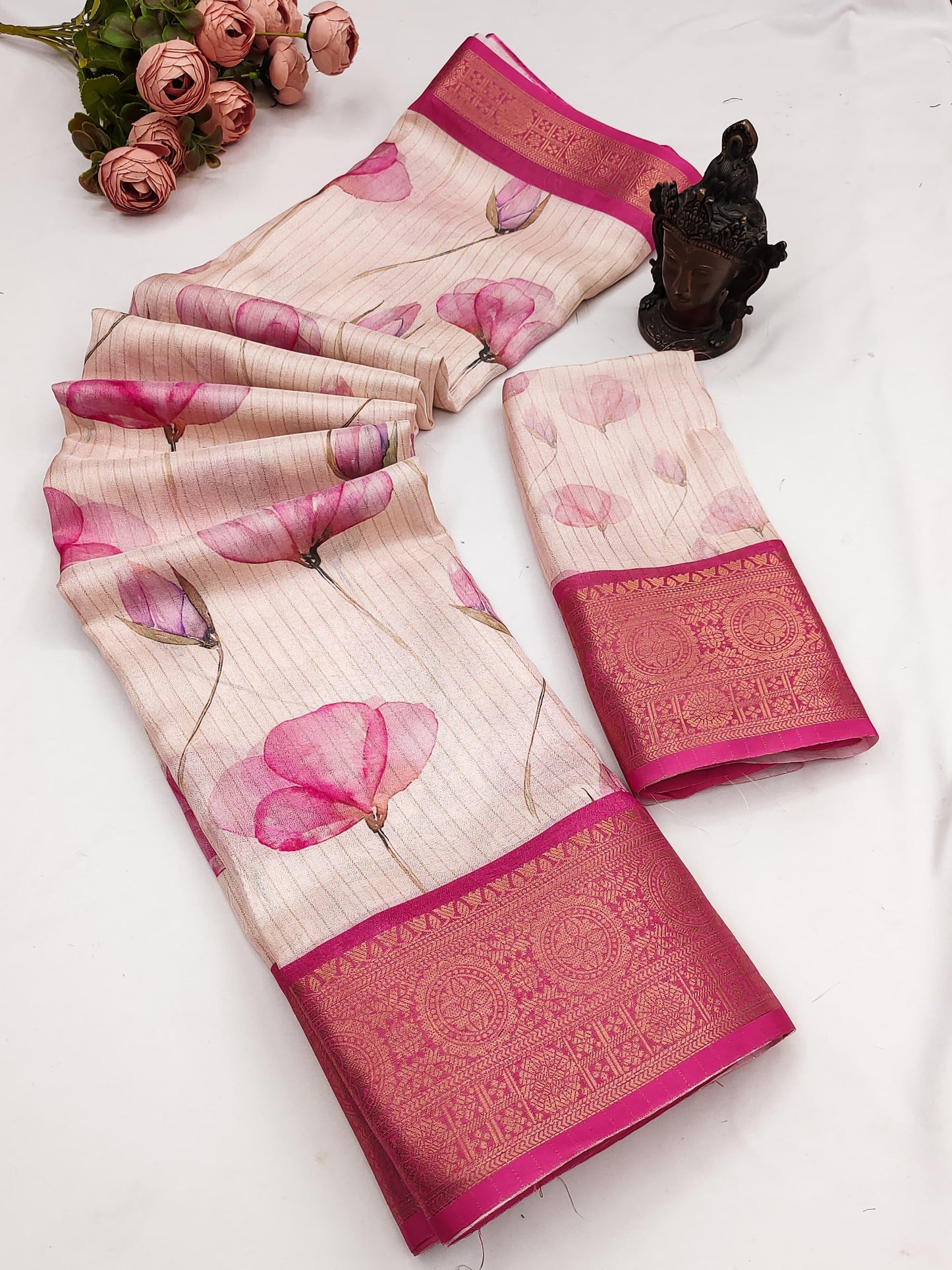 Kayatri New digital print on allover saree with both side zari border weaving