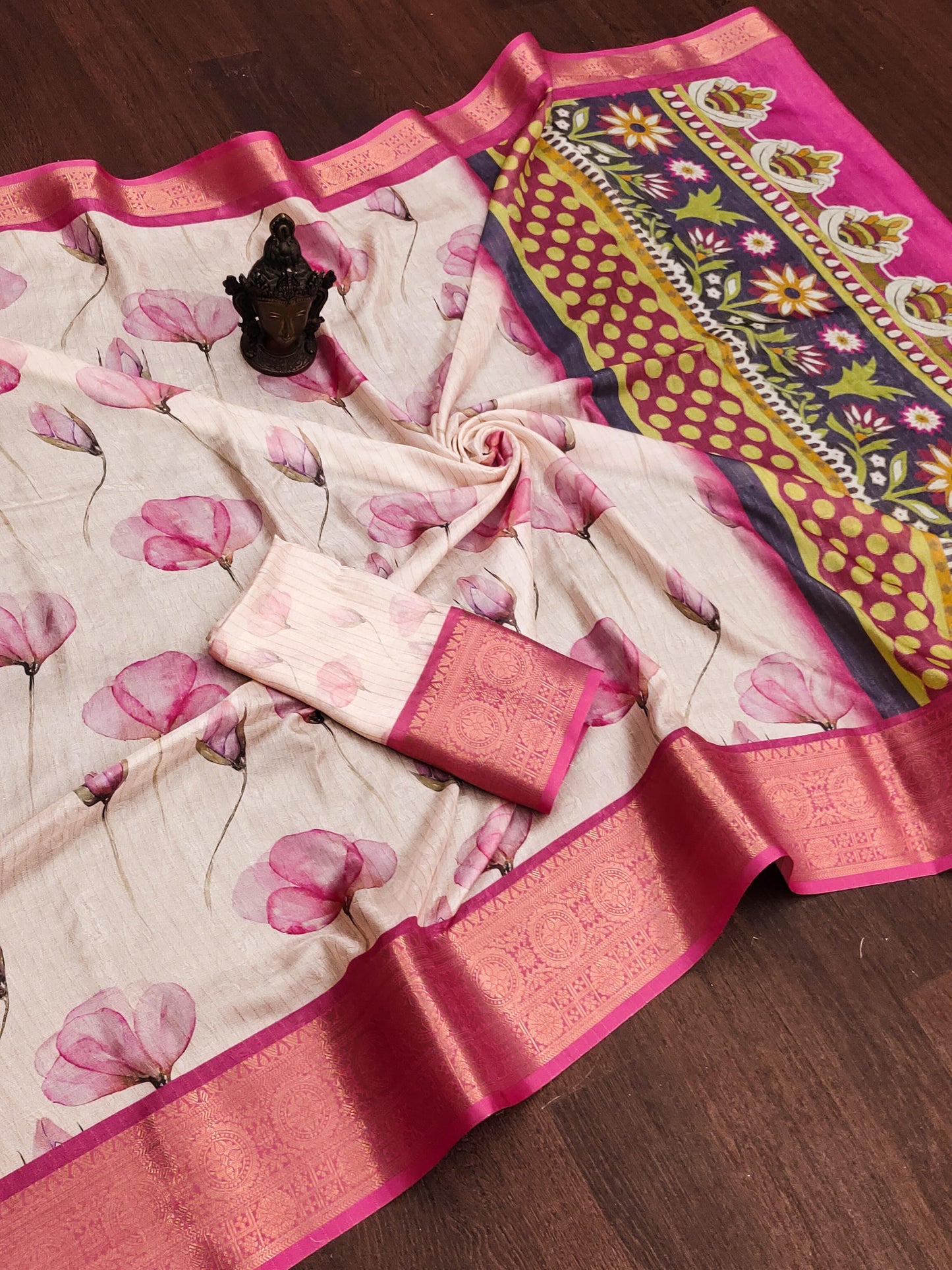 Kayatri New digital print on allover saree with both side zari border weaving