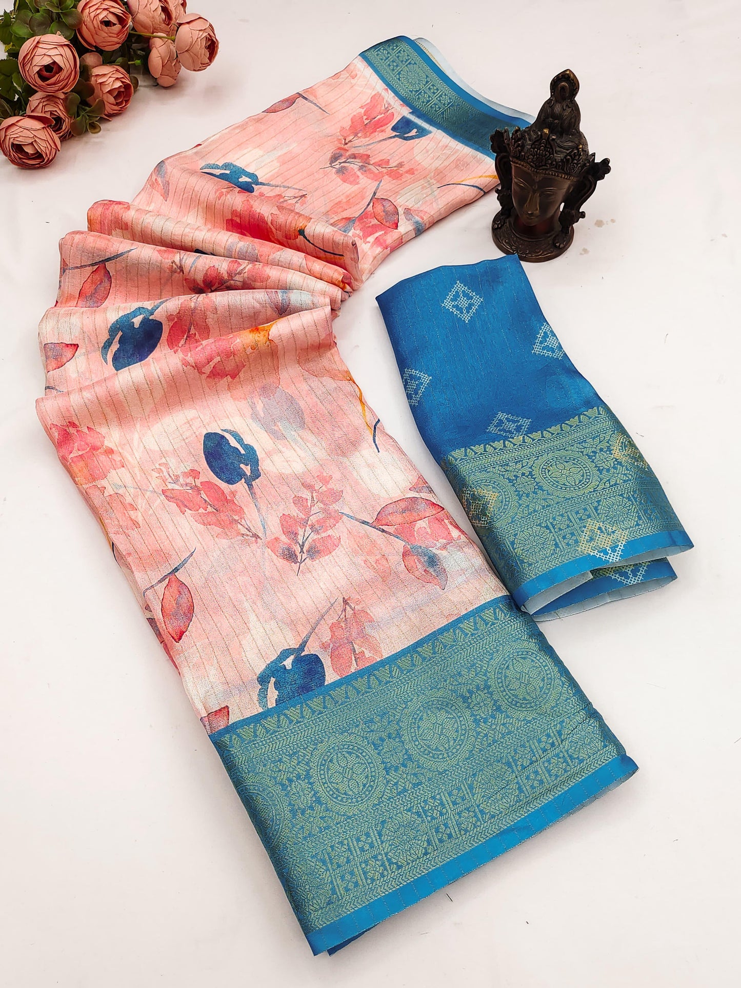Kayatri New digital print on allover saree with both side zari border weaving