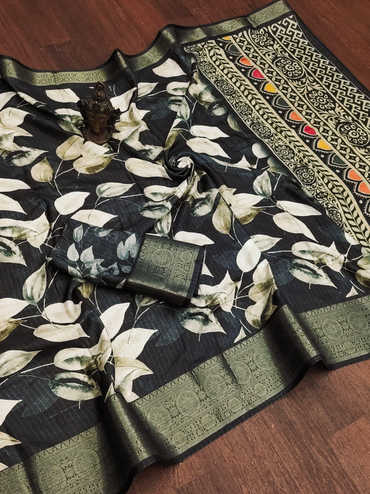 Kayatri New digital print on allover saree with both side zari border weaving