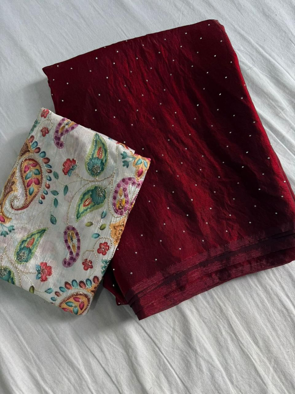 Kayatri New Soft Dual Shad Saree Siroski Work With Postion Digital Print Saree
