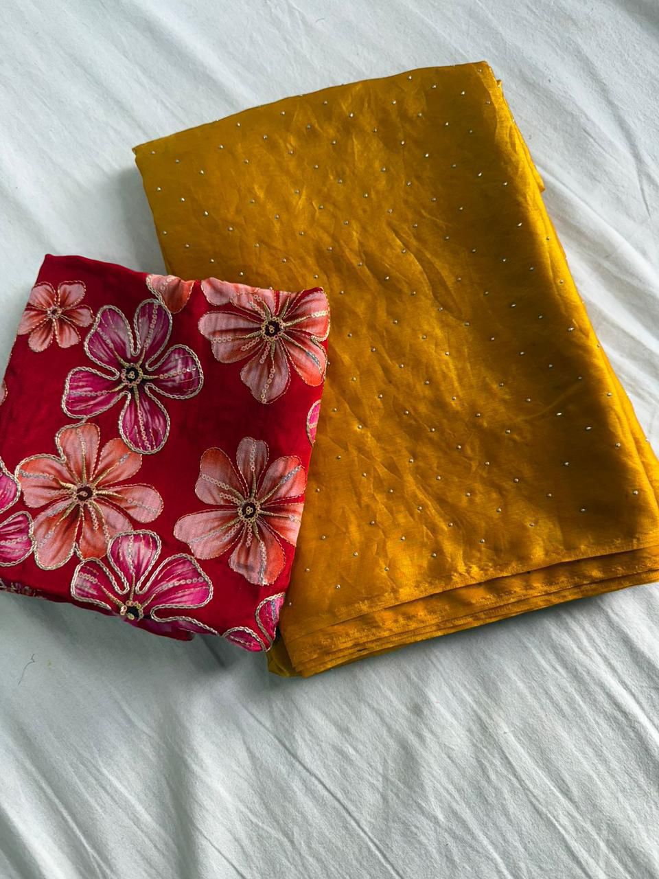 Kayatri New Soft Dual Shad Saree Siroski Work With Postion Digital Print Saree