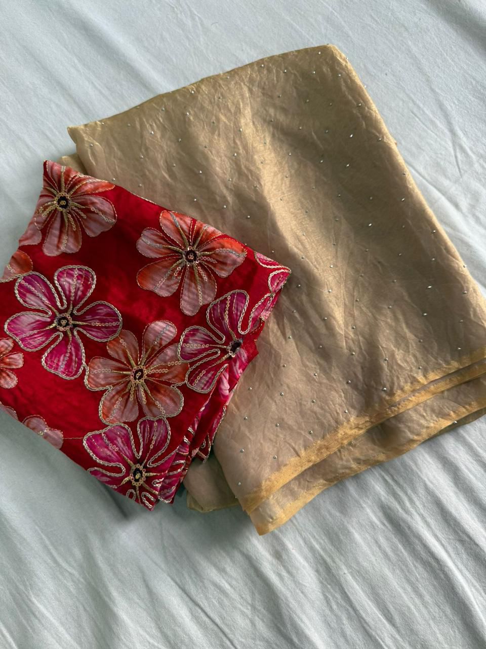 Kayatri New Soft Dual Shad Saree Siroski Work With Postion Digital Print Saree