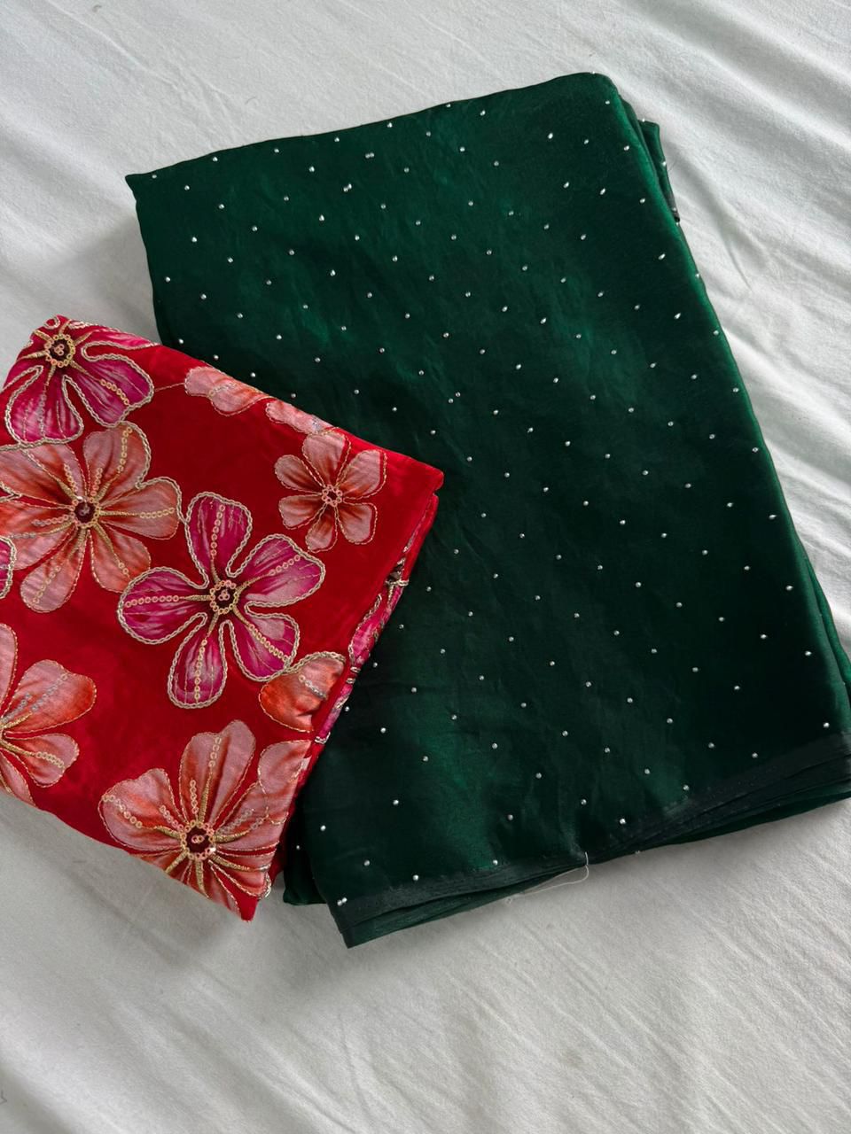 Kayatri New Soft Dual Shad Saree Siroski Work With Postion Digital Print Saree
