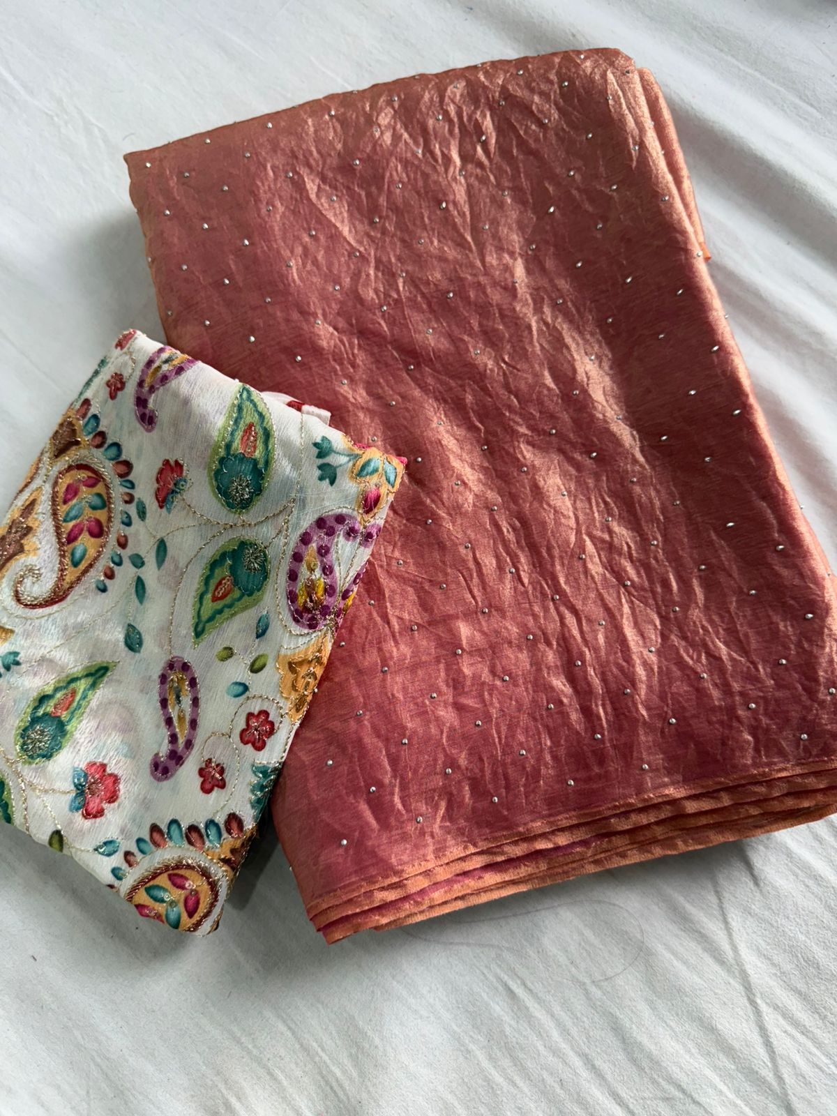 Kayatri New Soft Dual Shad Saree Siroski Work With Postion Digital Print Saree
