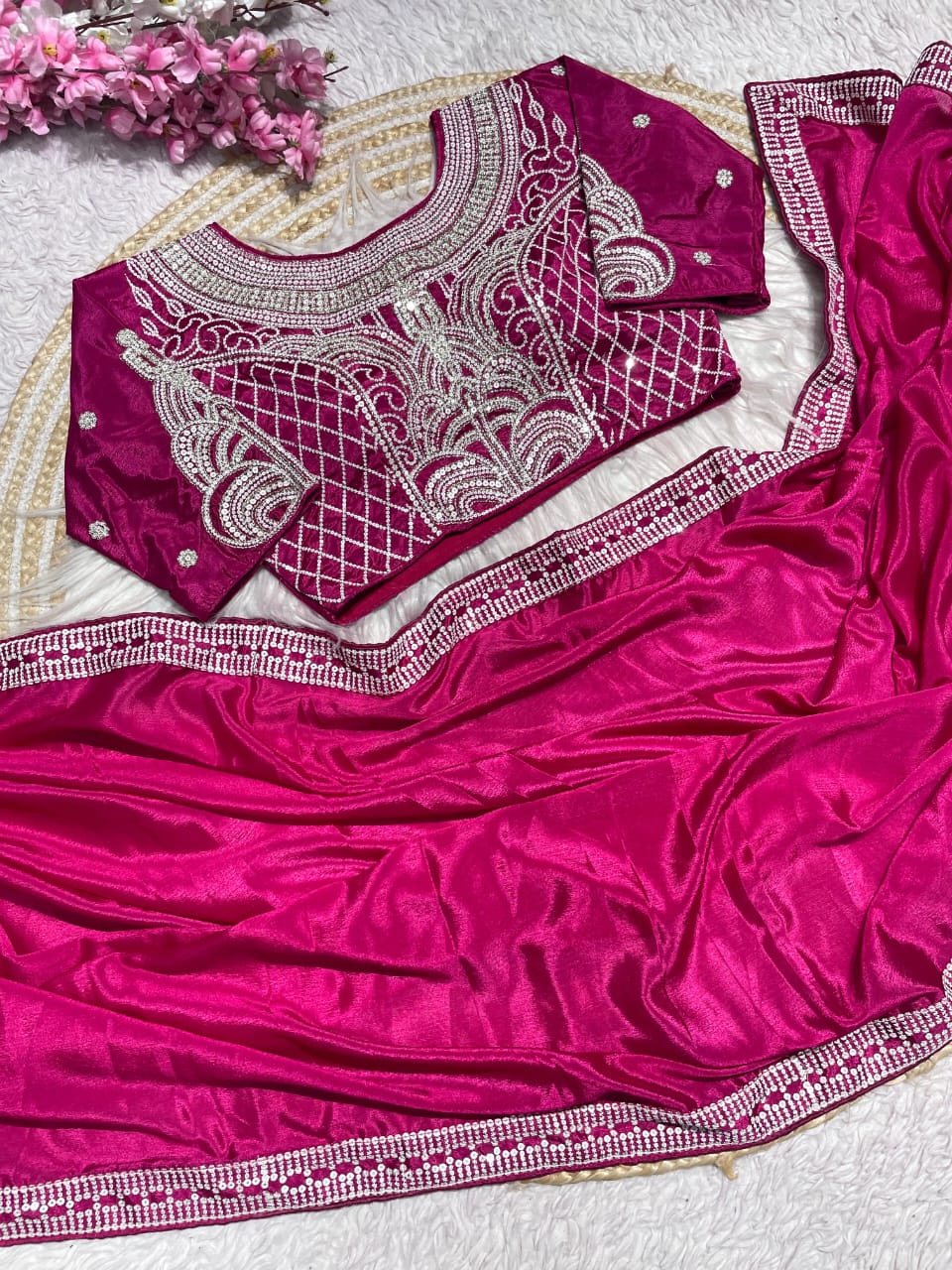 Kayatri New Pure  NATURAL Chinon silk saree
