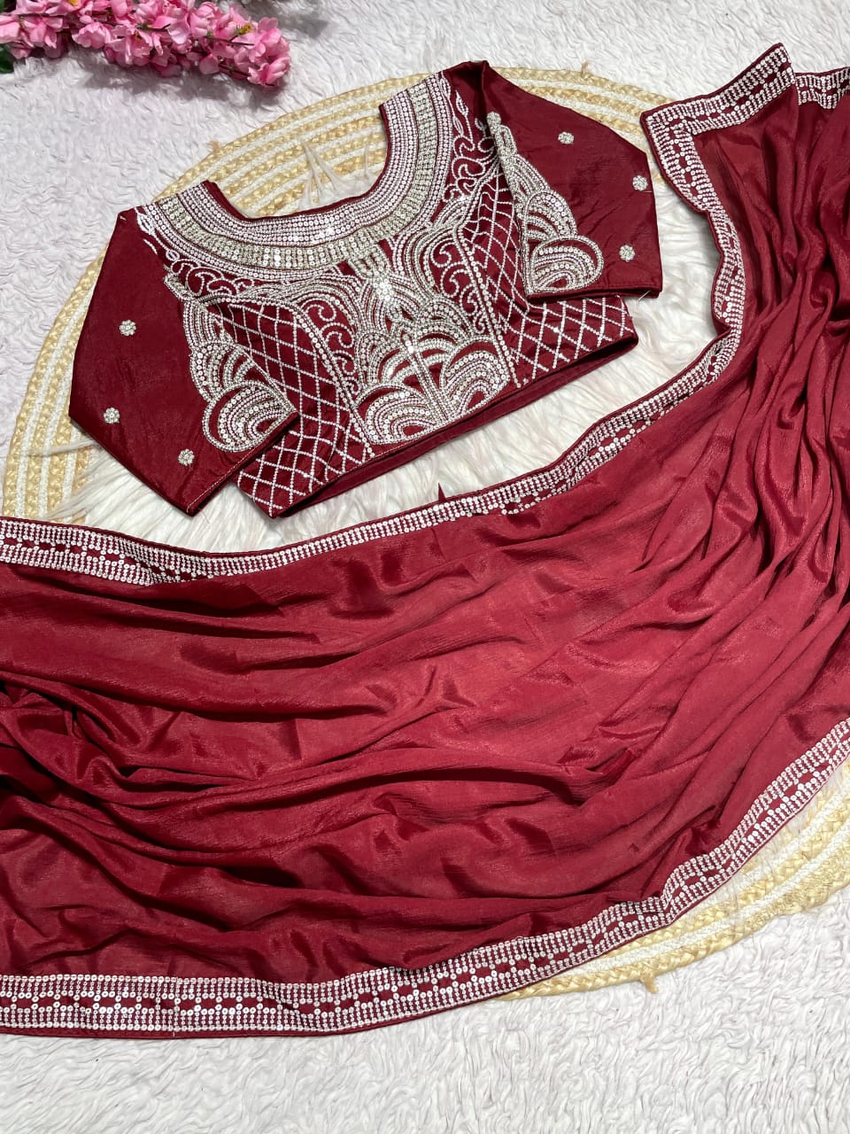 Kayatri New Pure  NATURAL Chinon silk saree