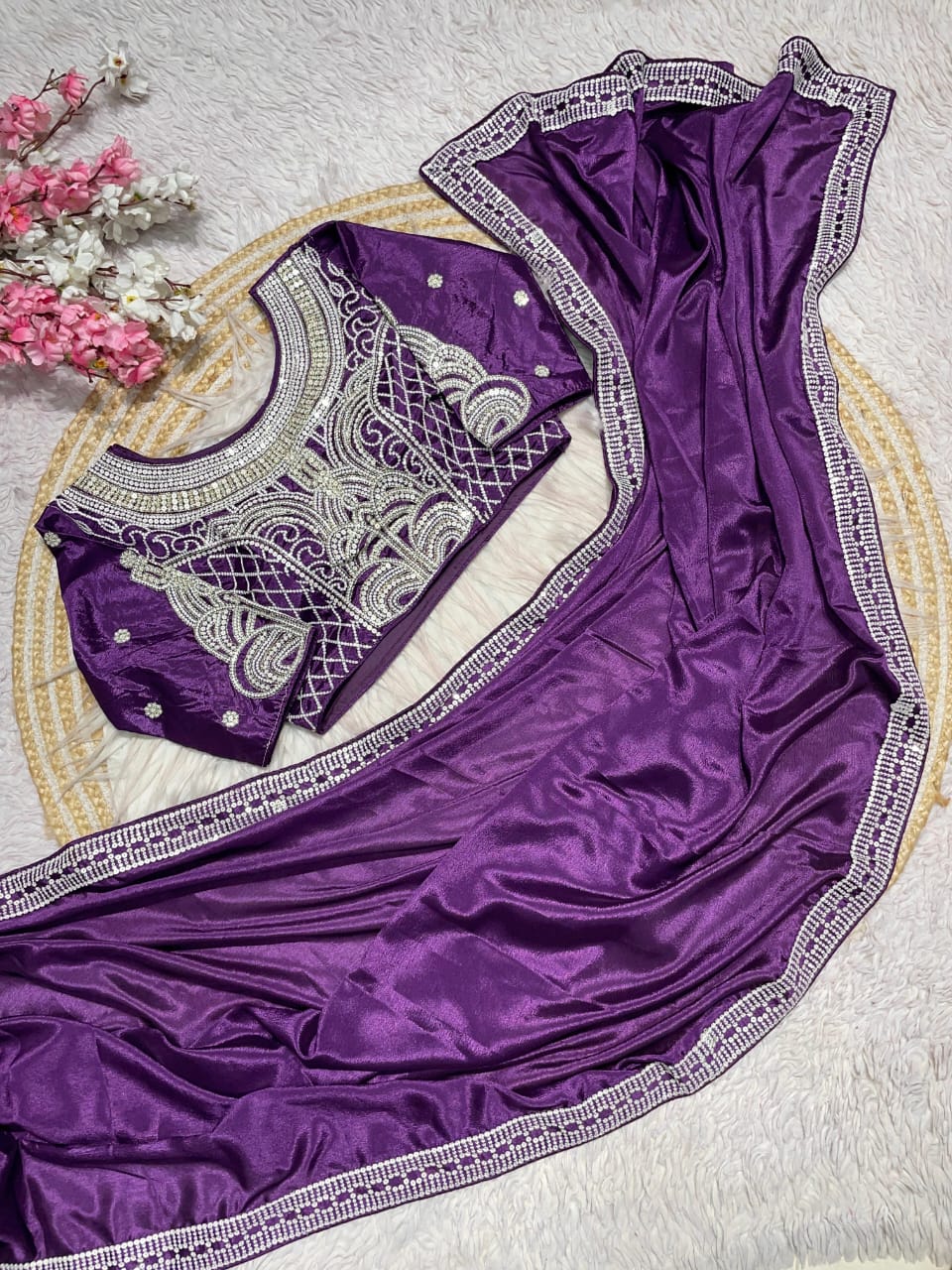 Kayatri New Pure  NATURAL Chinon silk saree