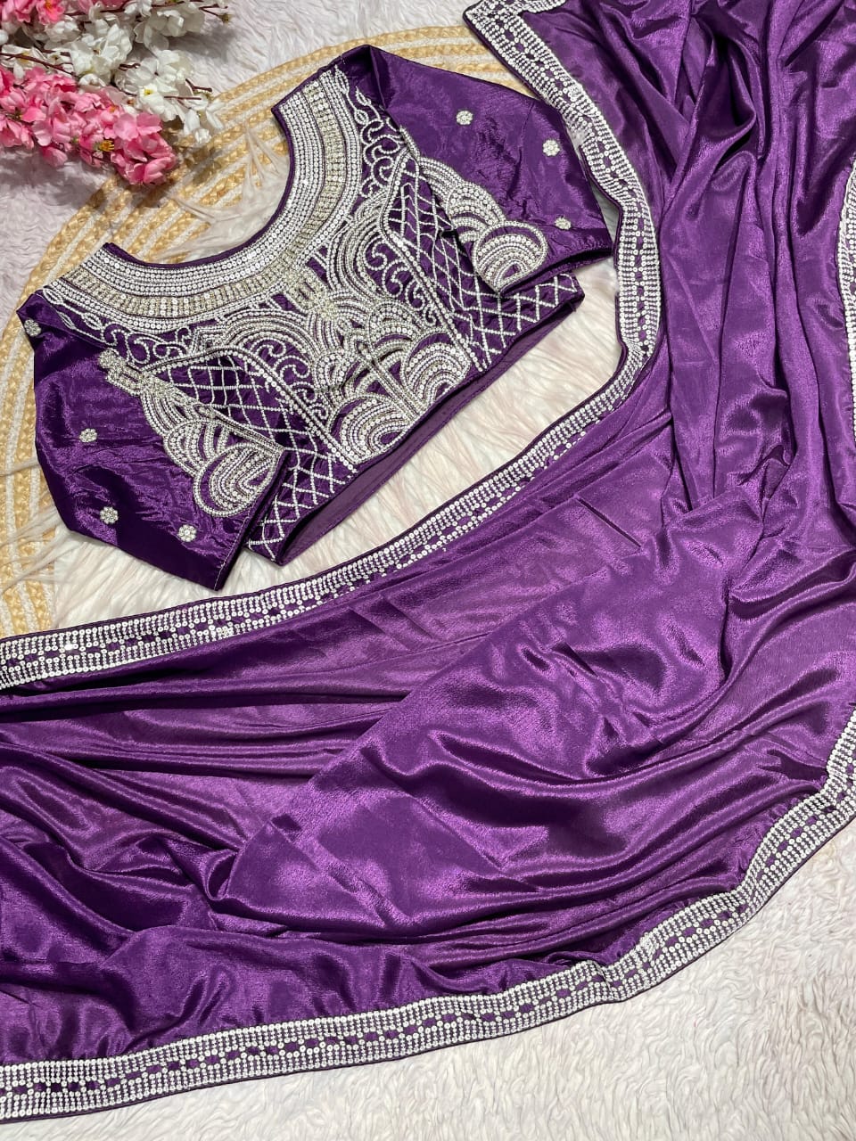 Kayatri New Pure  NATURAL Chinon silk saree