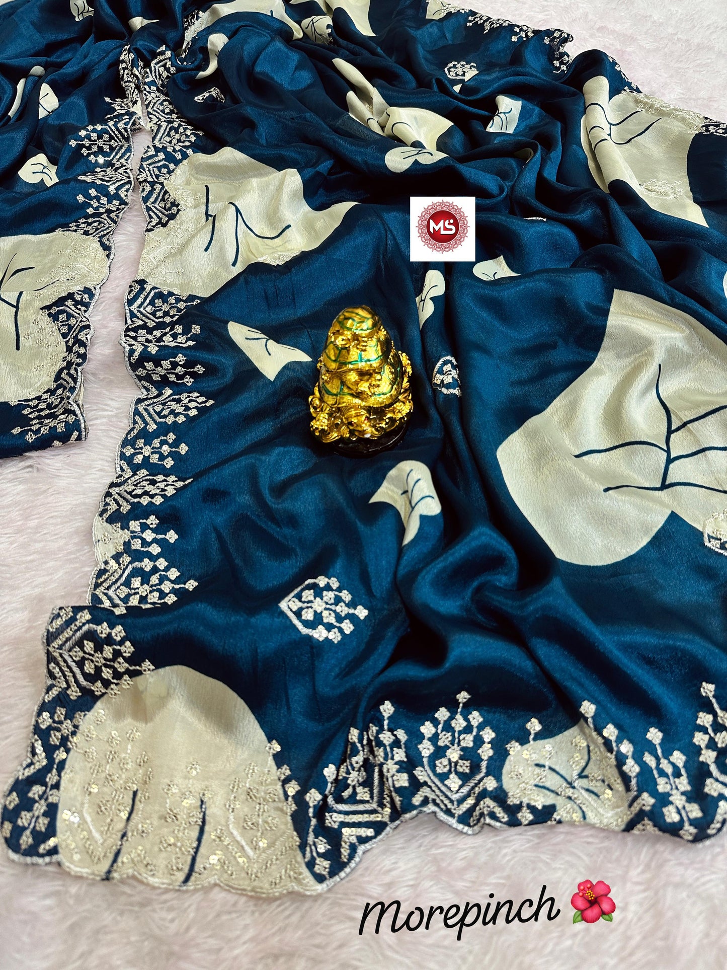 Kayatri New Fancy chinon silk Fabric With Beautiful seqins multi embroidery Work c.pallu on Whole Saree