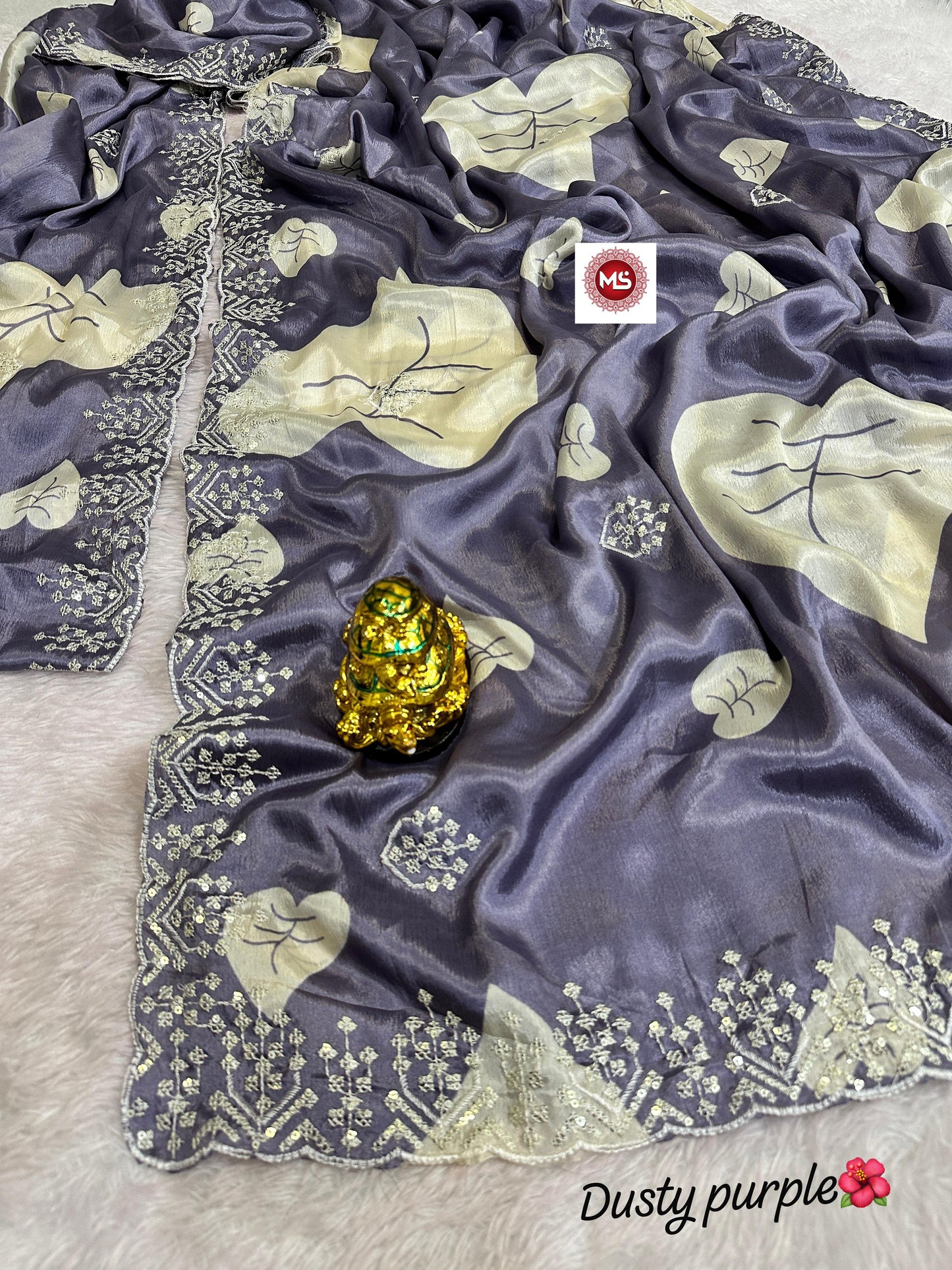 Kayatri New Fancy chinon silk Fabric With Beautiful seqins multi embroidery Work c.pallu on Whole Saree