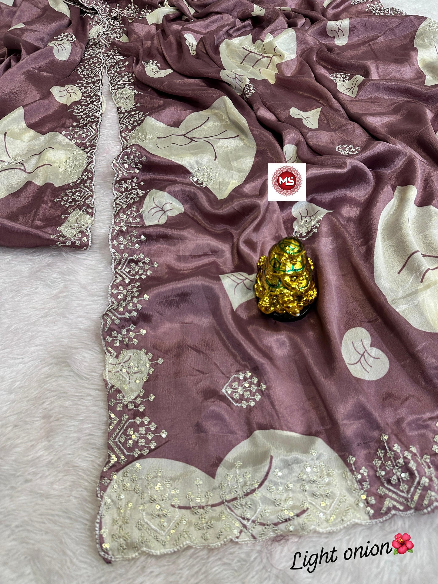 Kayatri New Fancy chinon silk Fabric With Beautiful seqins multi embroidery Work c.pallu on Whole Saree
