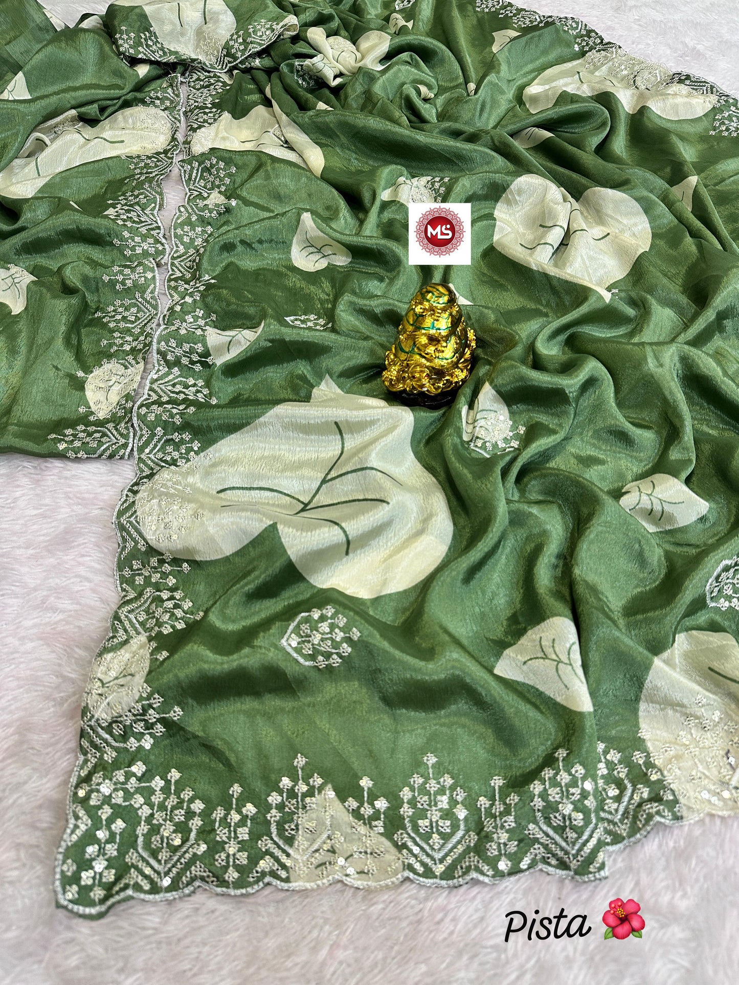 Kayatri New Fancy chinon silk Fabric With Beautiful seqins multi embroidery Work c.pallu on Whole Saree