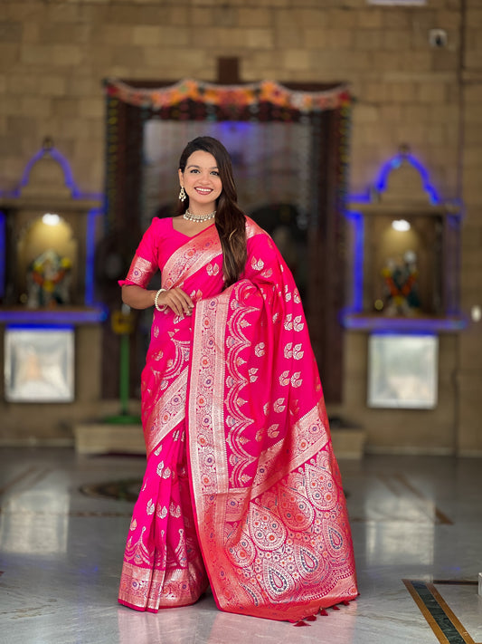 Kayatri New Banarasi silk saree is weaved with Premium soft Silk