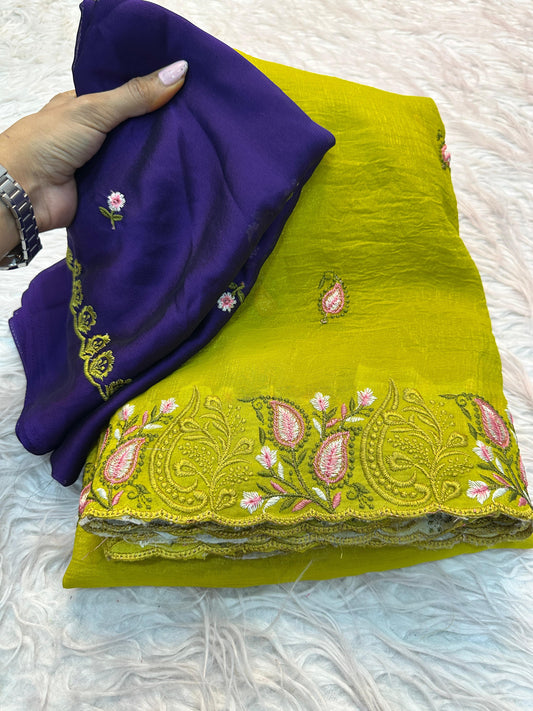Kayatri New Crunchy Silk Saree With Fancy Multi Embroderiy Work Fancy Embroderiy Work saree