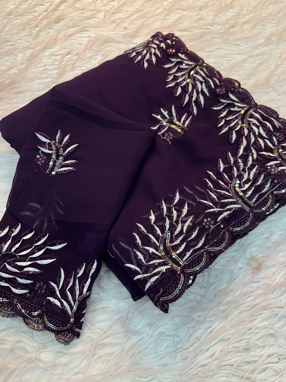Kayatri New Party wear shinning Georgette with heavy emberoderied with white thread