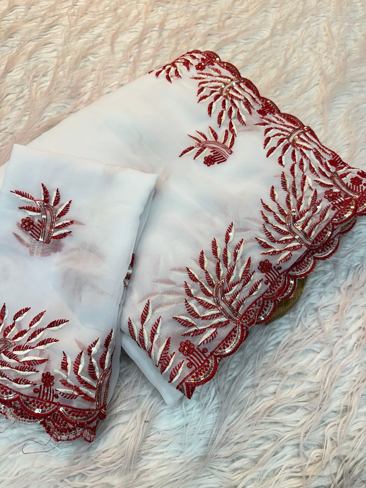 Kayatri New Party wear shinning Georgette with heavy emberoderied with white thread