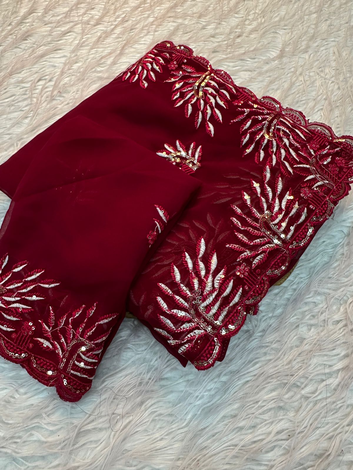 Kayatri New Party wear shinning Georgette with heavy emberoderied with white thread
