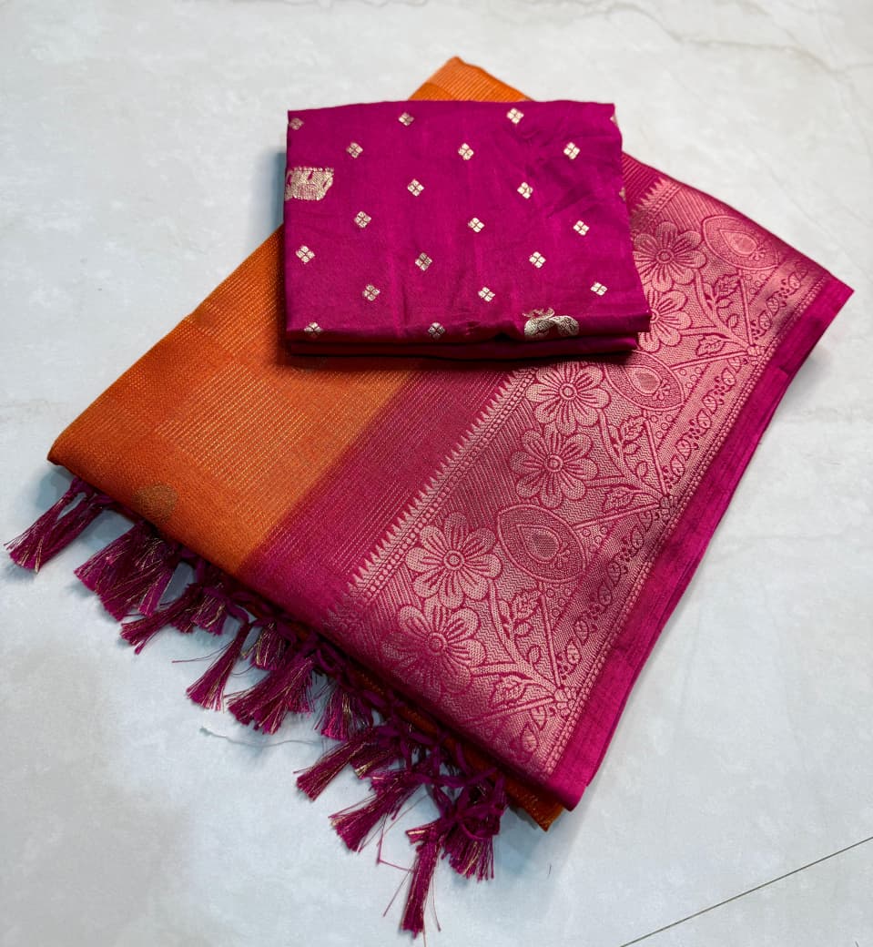 Kayatri New Pure dola silk with jari all over saree jequrd boder same as originall boder Saree
