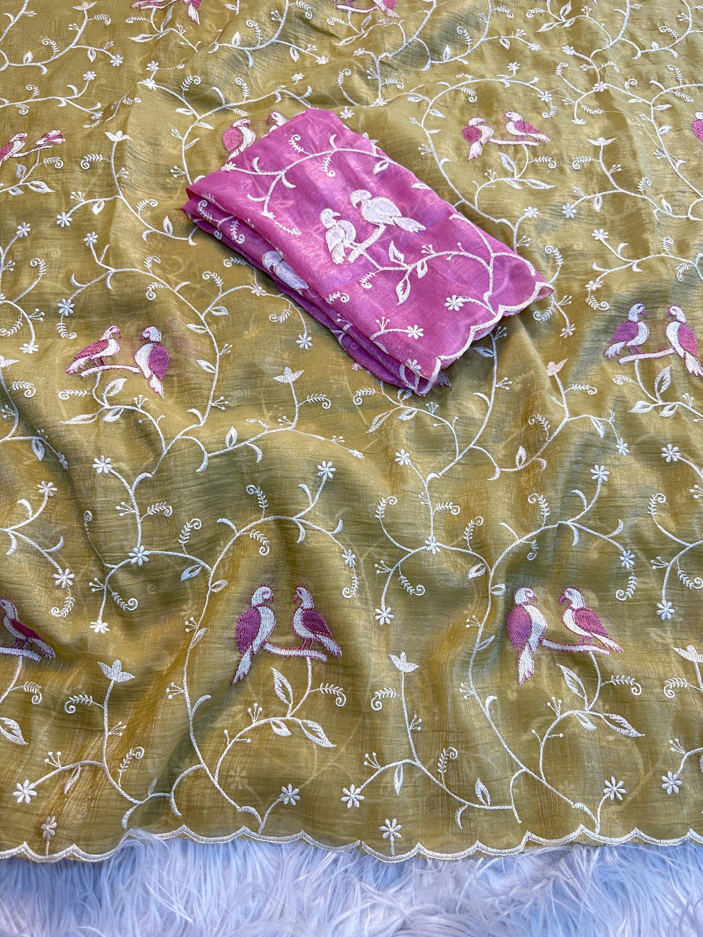 Kayatri New Beautiful Premium Quality soft crunchy  Designer Saree with Beautiful  Multi Embroidery C-Pallu Saree
