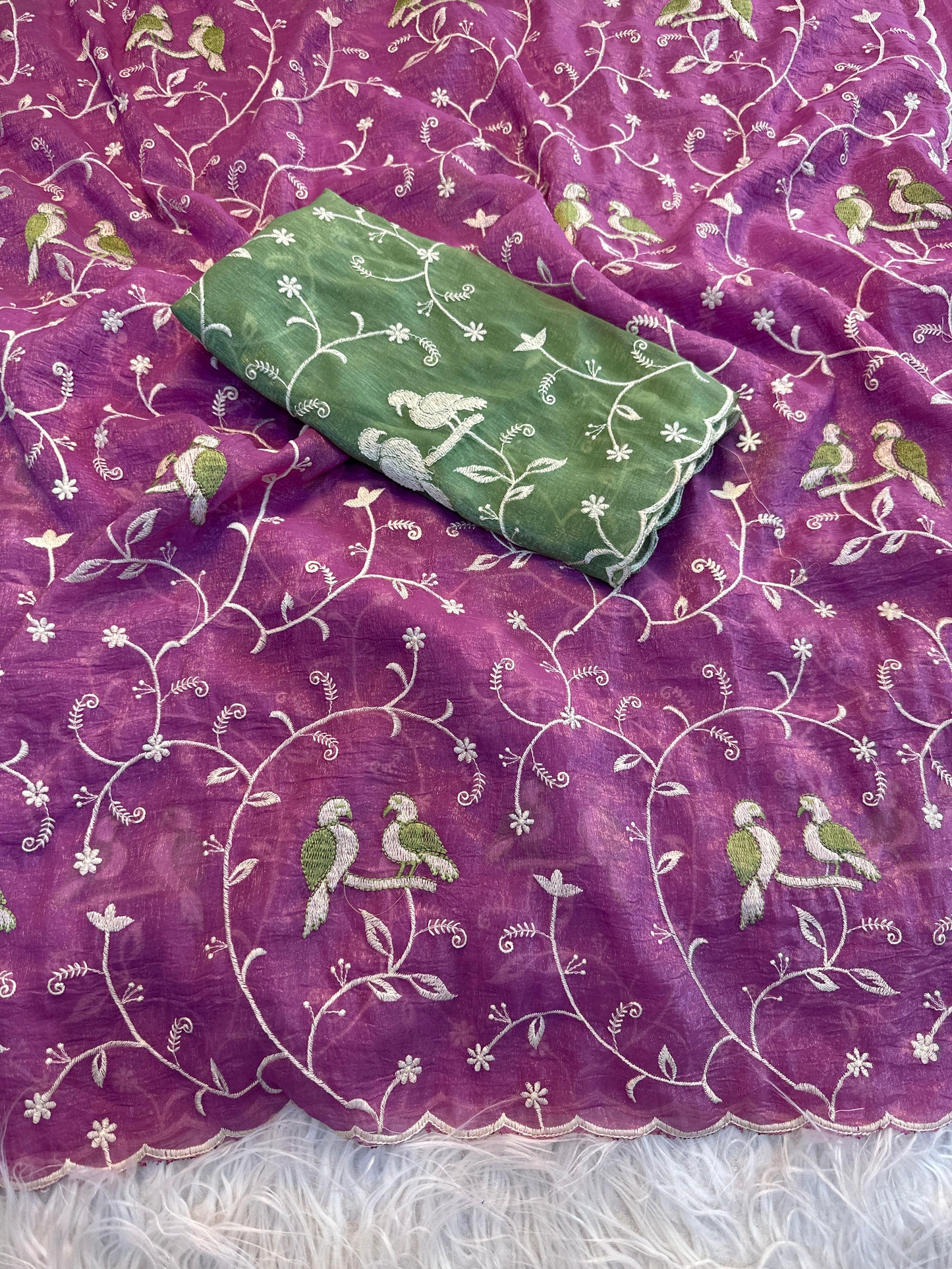 Kayatri New Beautiful Premium Quality soft crunchy  Designer Saree with Beautiful  Multi Embroidery C-Pallu Saree