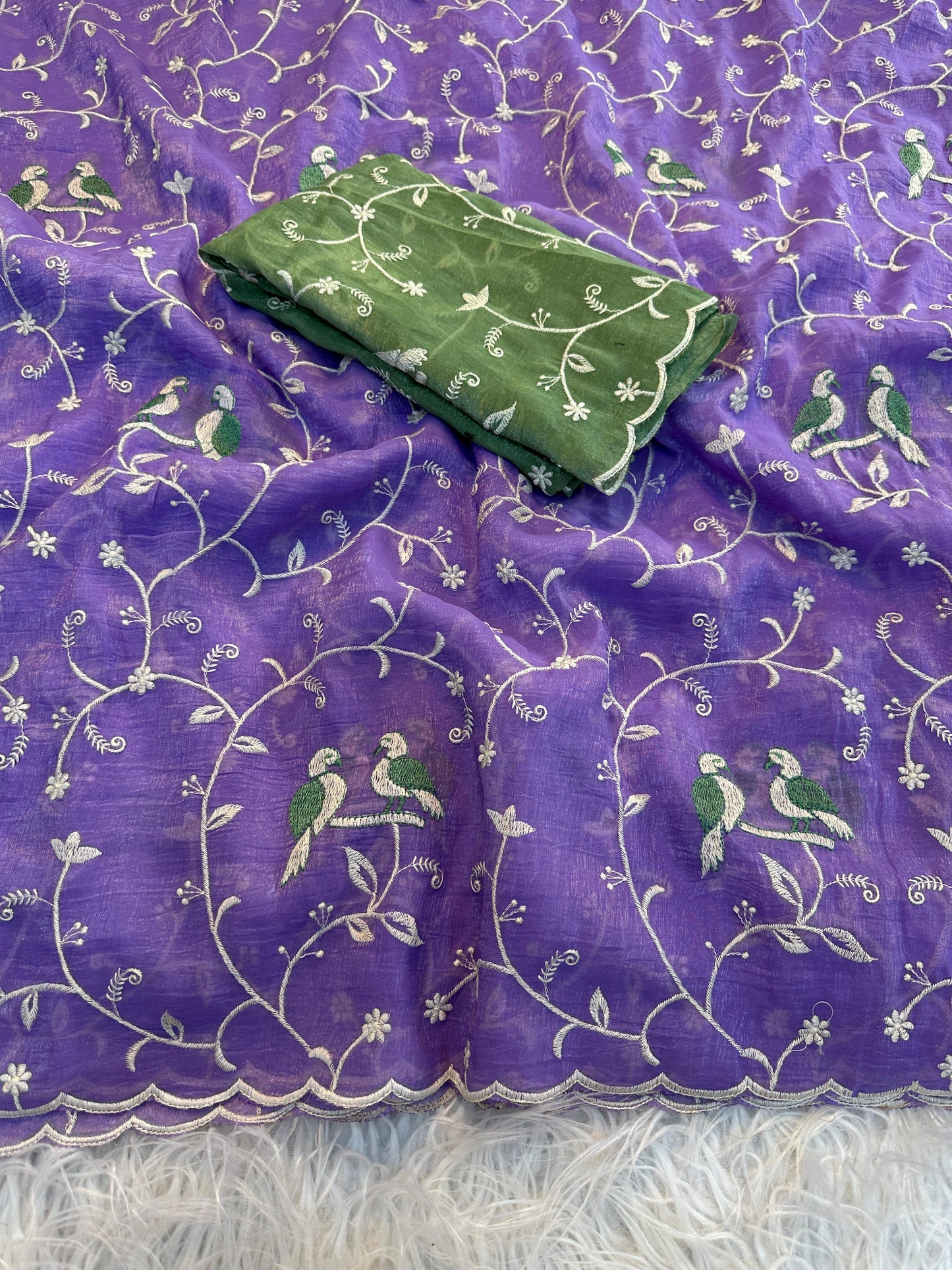 Kayatri New Beautiful Premium Quality soft crunchy  Designer Saree with Beautiful  Multi Embroidery C-Pallu Saree