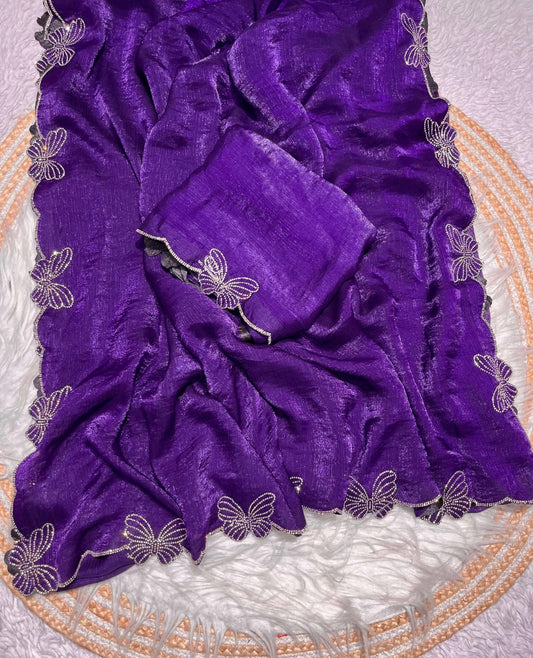 Kayatri New Fandy chiffon two ton Blooming With Beautiful jarkhan Work With Siroski Work